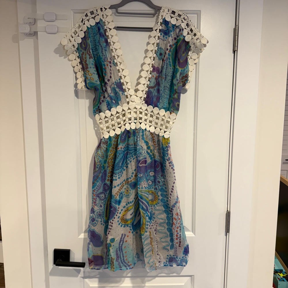 Love Binetti Punta Del Este Silk Dress Women's Size US 6 NWT Boho Tropical Beach